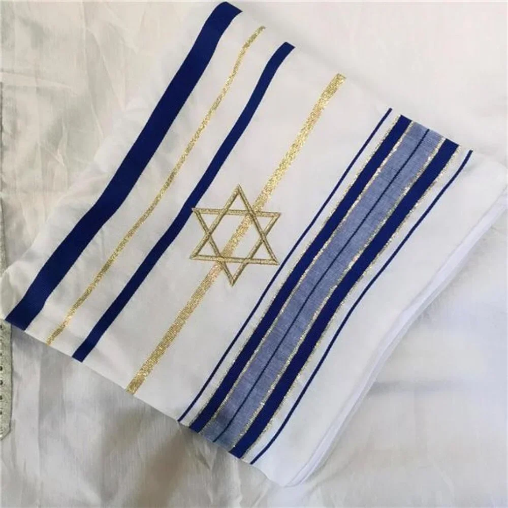 blue men's prayer shawl Christian prayer scarf jewish tzitzit tallit cloth